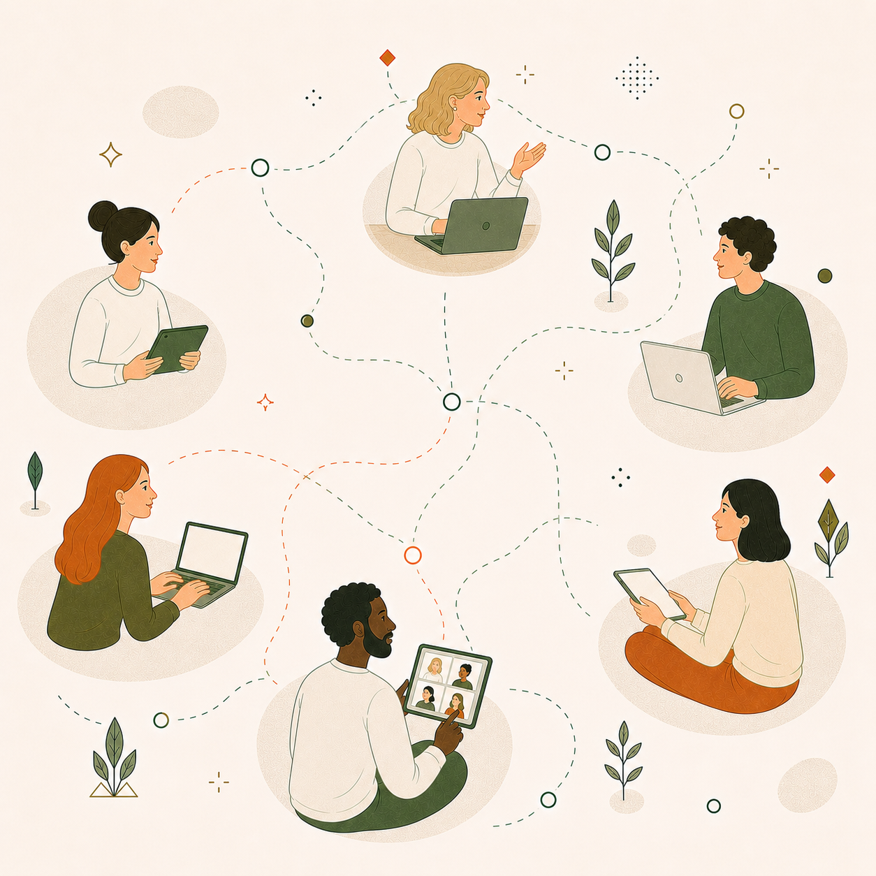 An online Italian group class connected across different places